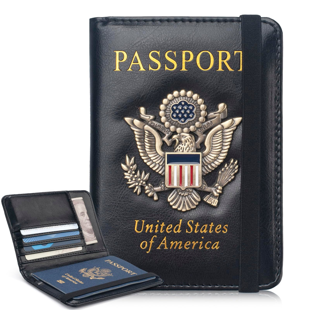 Coowayze Passport Holder for Men Women RFID Blocking US Passport Cover Case, Waterproof Leather Passport Book Protector with Vaccine Card Slot Travel Document Organizer