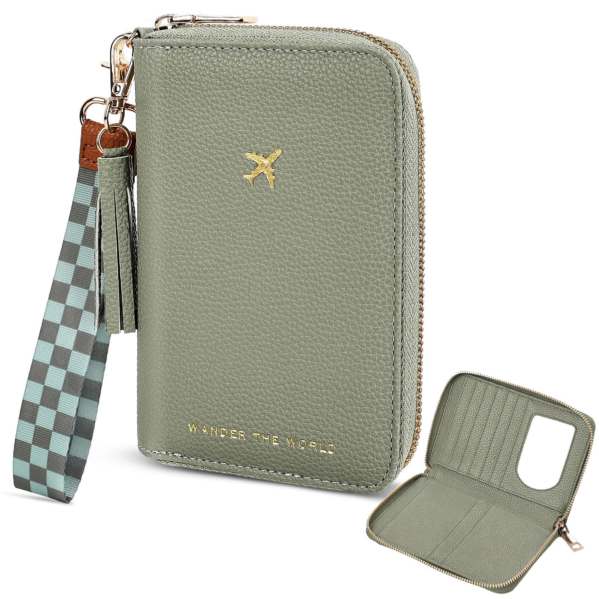 RFID Passport Wallet for Women, Passport Holder for Travel, Green